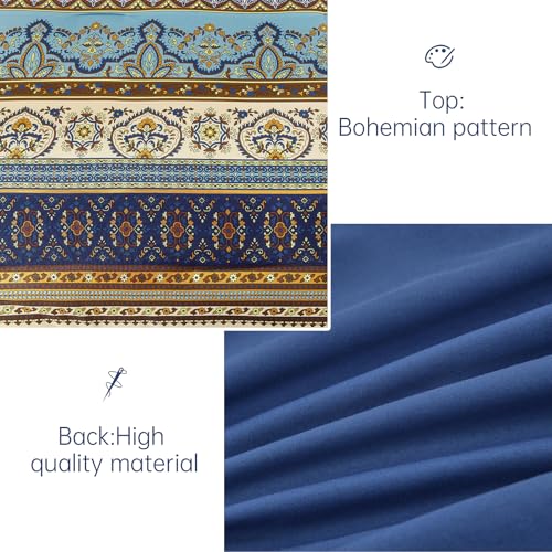 Image of Cottolester Boho Comforter Set Full Size 8 Pieces,Brown Blue Bohemian Comforter Paisley Striped Bed in A Bag,Soft Microfiber Bedding Set for All Season