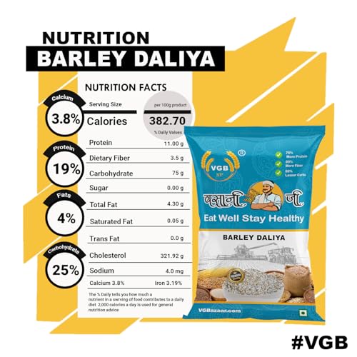 Image of Vasani G Barley Daliya | Hulled Joo Jau Dalia | Jow Lapsi Rava Jola Uppittu Jonna Pindi Korralai Javvarisi Cereal Porridge Broken Grain - 1 kg