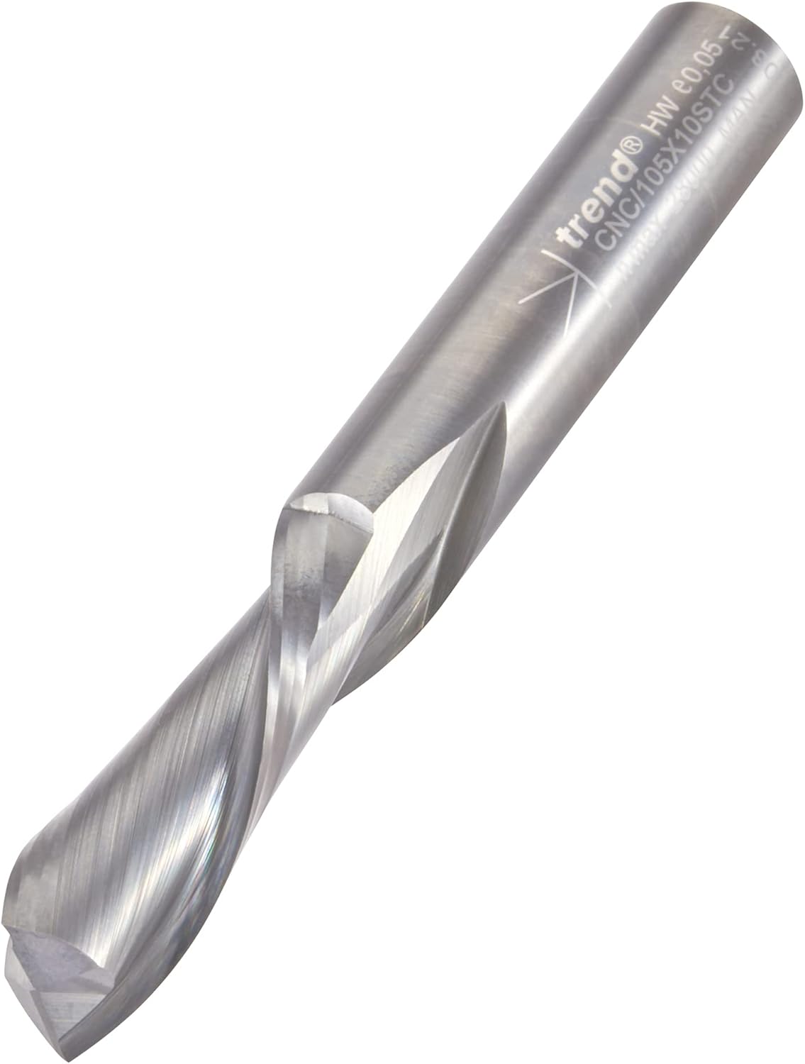 Trend CNC Two Flute Down-Cut Router Cutter, 10mm Shank, 10mm Cut Diameter & 32mm Cut Length, Solid Tungsten Carbide, CNC/105X10STC