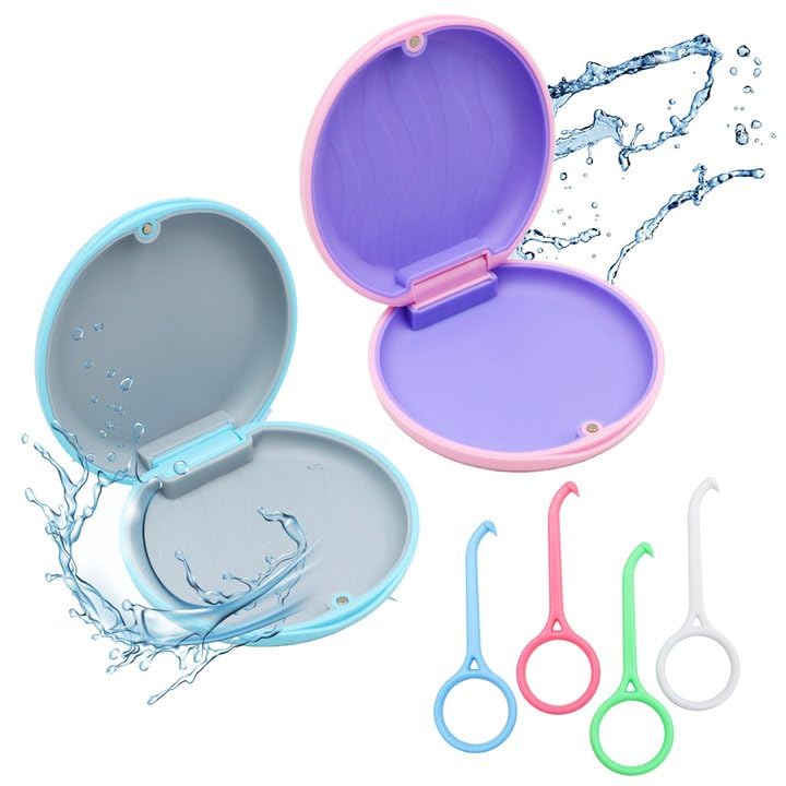 Scettar Caja Férula Dental,2 Piezas caja Dentadura Postiza, C-aja de Retención de Ortodoncia,Puede Guardar los Aparatos Invisibles,Dentadura Postiza,caixa para alinhadores