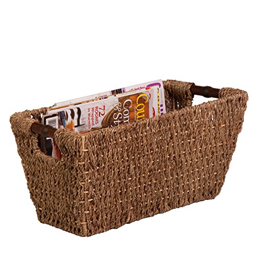 Honey-Can-Do STO-02965 Sea Grass Basket Tote with Handles, 17 by 9 by 8-Inch