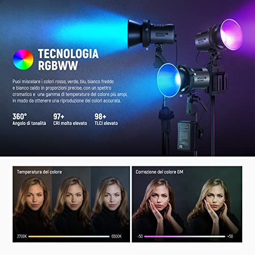 Image of NEEWER MS60C 65W RGB COB Video Light with 2.4G /Application Remote Control, Continuous RGB LED Lighting, Bowens Mount Photo Studio Light