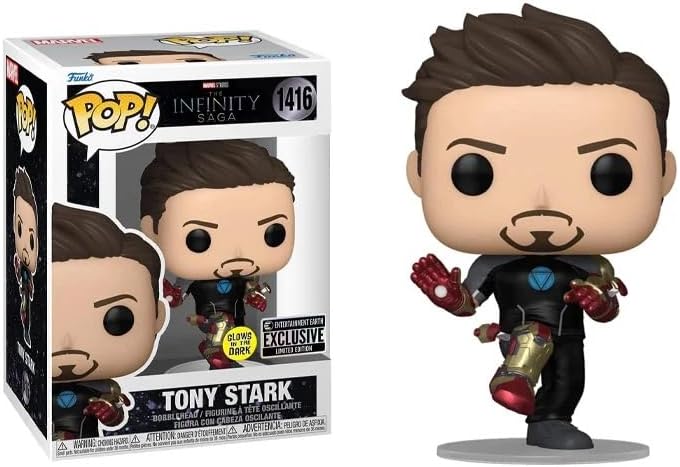 Funko Infinity Saga Tony Stark Mark 42 Suit-Up Glow-in-The-Dark + Pop Protector: EE Exclusive Iron Man 3 Pop! Marvel Vinyl Figure (Gift Set Bundled with ToyBop Brand Box Protector Collector Case)