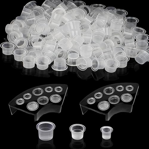 Tattoo Ink Caps Kit - Beoncall 300pcs Tattoo Ink Cups Tattoo SML Size Mixed and 2pcs Tattoo ink Holders Ink Caps Tattoo Tattoo Cups 100pcs Small 100pcs Medium 100pcs Large ink cups Tattoo Accessories