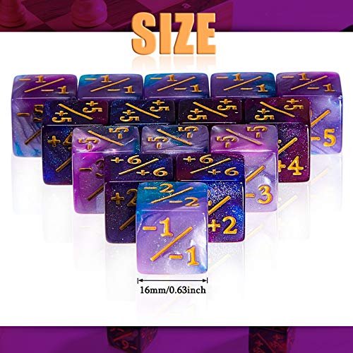 Image of Sumind 24 Pcs Counter Dice -1 /+1 Counters Ability Keyword Counters Buff Tokens 6 Sided Dice Gifts Compatible with CCG TCG Cards Gaming Accessory (Fresh Style)