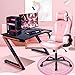 BestOffice Gaming Chair Office Chair Desk Chair with Lumbar Support Flip Up Arms Headrest Swivel Rolling Adjustable PU Leather Racing Computer Chair for Girls,Pink