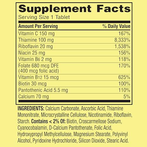 Super Vitamin B Complex Spring Valley- Tablets 250 Count Blend of B6 B12 C thiamine biotin folate pantothenic Acid and riboflavin, Boxed by Fusion Shop Store