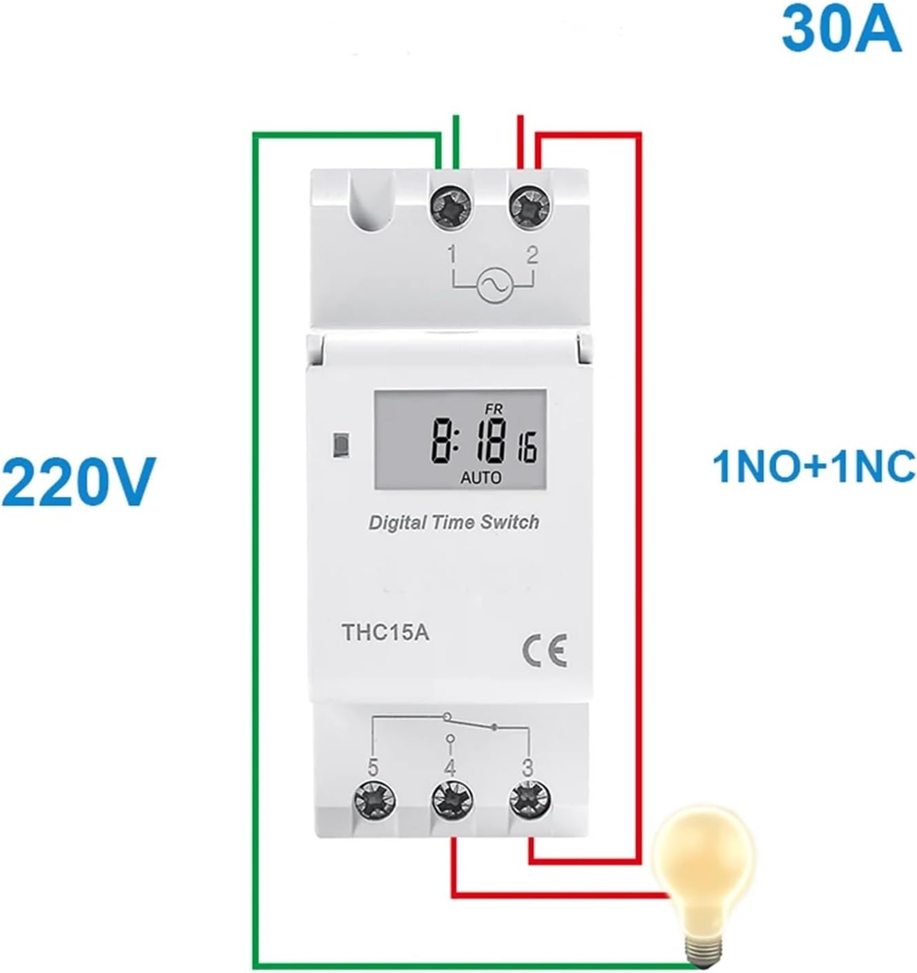 Electronic Weekly 7 Days Programmable Digital TIME Relay Timer Switch Control AC 220V 230V 12V 24V 30A Din Rail AHC30A THC30A