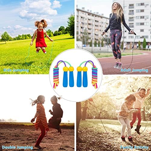 Kids Skipping Rope 2 Pack, Adjustable Children Jump Rope with Wooden Handle for Boys and Girls Exercise Outdoor Activity(2.6M)