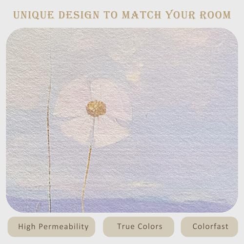 Tapis à fleurs lavable et antidérapant style marguerites champêtres