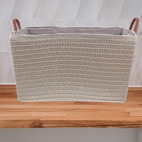Panier tressé beige pliable idéal pour placards et snacks - 7