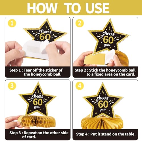 image for Gexolenu 10PCS 60th Birthday Decorations Centerpieces for Table Decora