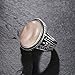 Confede Rose Quartz Ring Stainless Steel Vintage Oval Signet Rings for Women Men Size 10