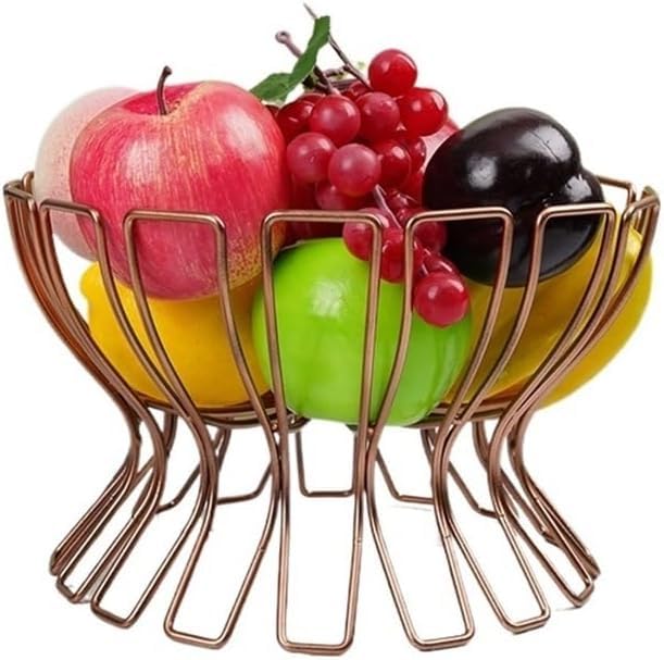 Corbeille à fruits en métal bronze pour comptoir de cuisine de style vintage