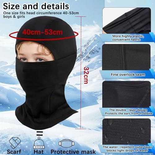 Image of Kids Balaclava Ski Mask for Skiing Cycling, Cold Weather Neck Warmer Windproof Thermal Face Mask for Boys /Girls