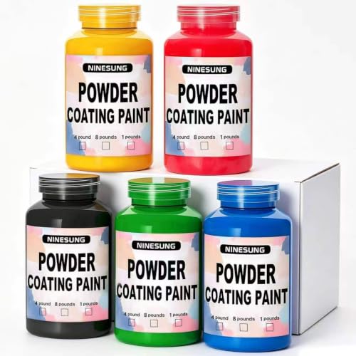 ninesung 5 Colors Powder Coating Paint | Powder Coat Perfect for Metal Surfaces | Car Paints | Building Materials | Powders Paint for Steel Structures Factories Playgrounds Gardens (5 Colors)