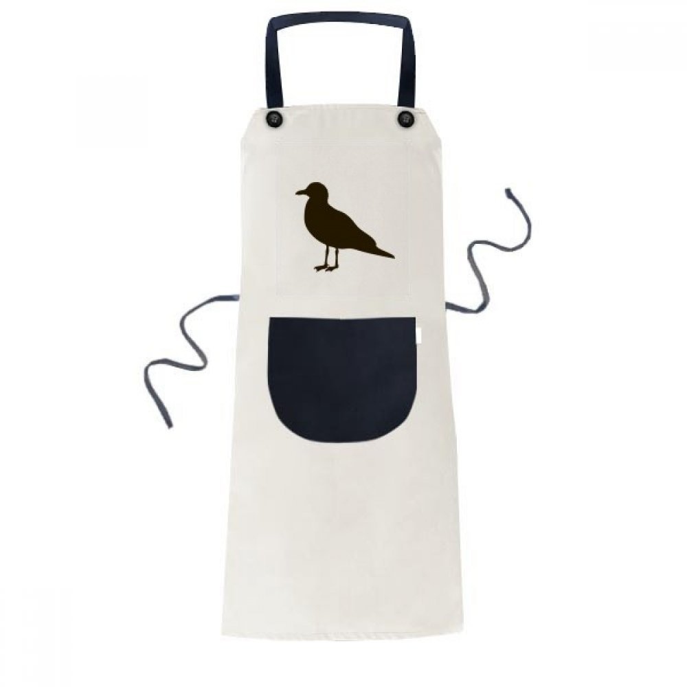 Tablier de cuisine mouette noire réglable avec motif animal pour cuisiner