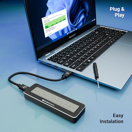 Image of Zebronics M.2 NVMe /SATA Enclosure, PCIe 3.0, 4TB(Max) Storage, Upto 10Gbps Transfer Speed, Supports 2230 /2242 /2260 /2280, Type-C 3.2 Gen2, Windows, Mac, Linux Support, Aluminum Case (CMN1000D)