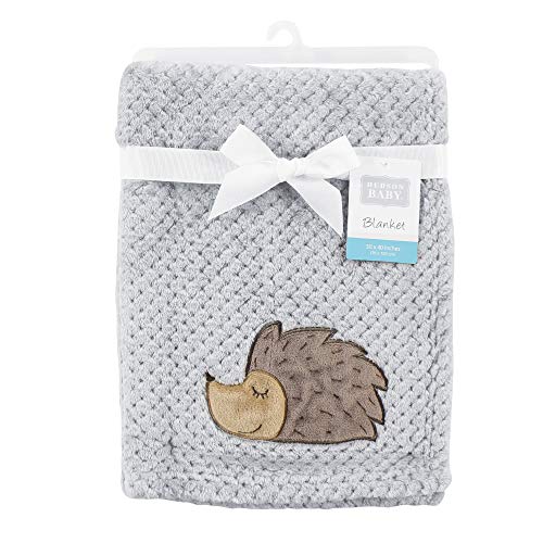 Image of Hudson Baby Unisex Baby Plush Waffle Blanket, Hedgehog, One Size (Pack of 2)