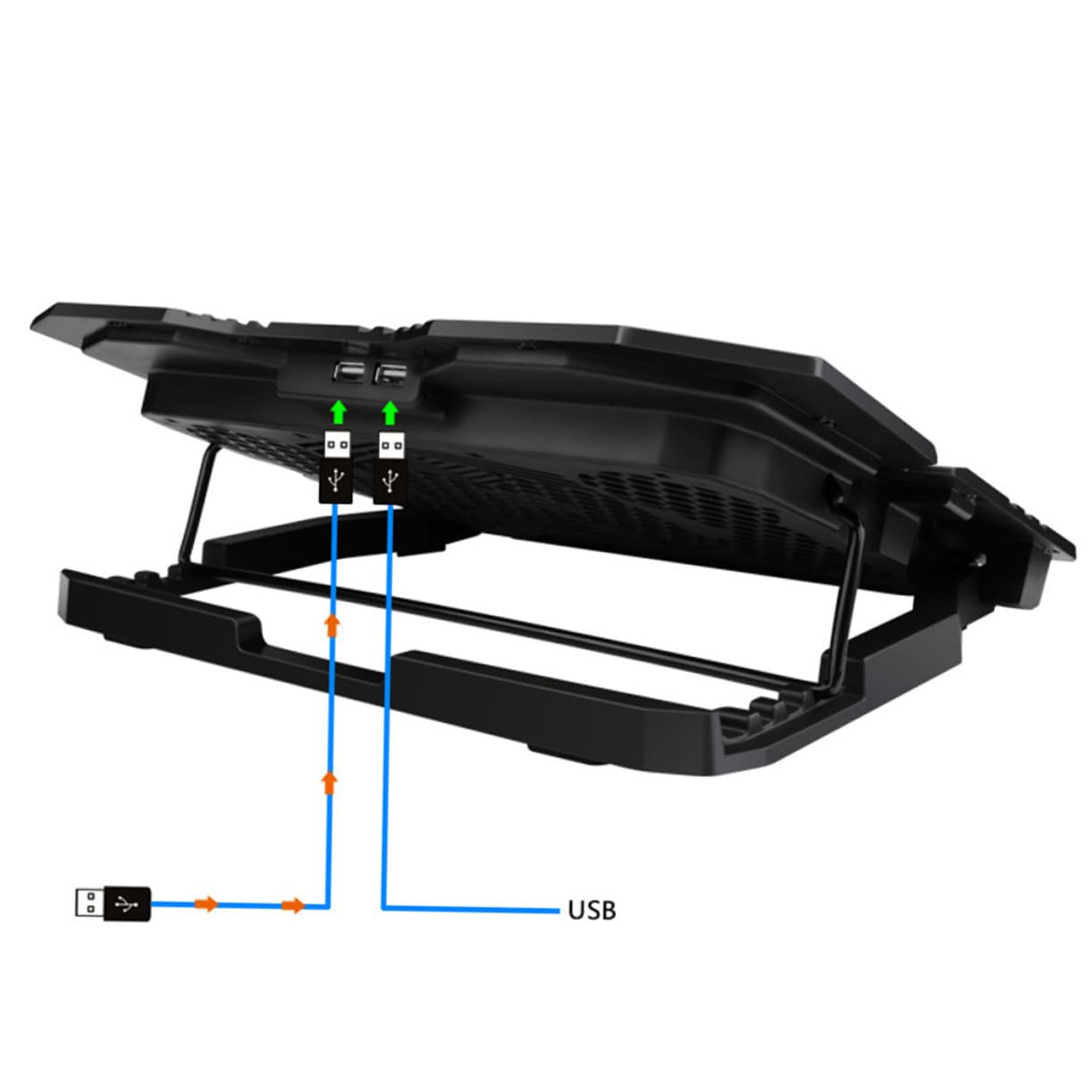 NUOBESTY Laptop-kühlpad mit Lüftern Verstellbarer Notebook-kühler rutschfeste Pads USB-anschluss Metallgitteroberfläche für Wärmeableitung