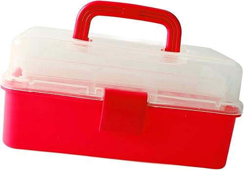 Miniatura 7 de Caja de almacenamiento de tres capas, caja de herramientas plegable de plástico, organizador multiusos portátil para accesorios cosméticos de arte y