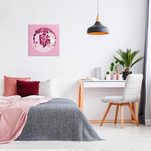 Image of Stupell Industries 'Dazzling Pink Disco Ball'| Canvas Art | Stupell Industries | 24 x 24 Inches, Easy to Hang and Sturdy, Made in USA, by Hey Bre! Creative Studio