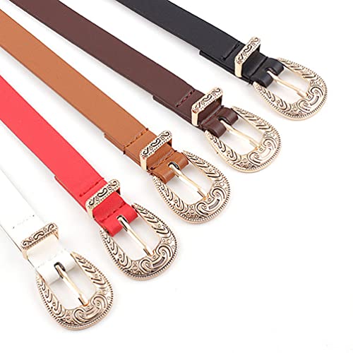 Women's Vintage Thin Belt PU Leather Waist Belt for Jeans Dress Casual Waistband2