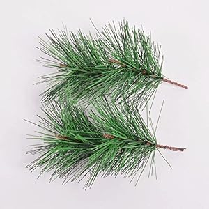 Artificial green pine needles branches fake small pine twigs stems evergreen picks holiday tree decorations  urban country home decor