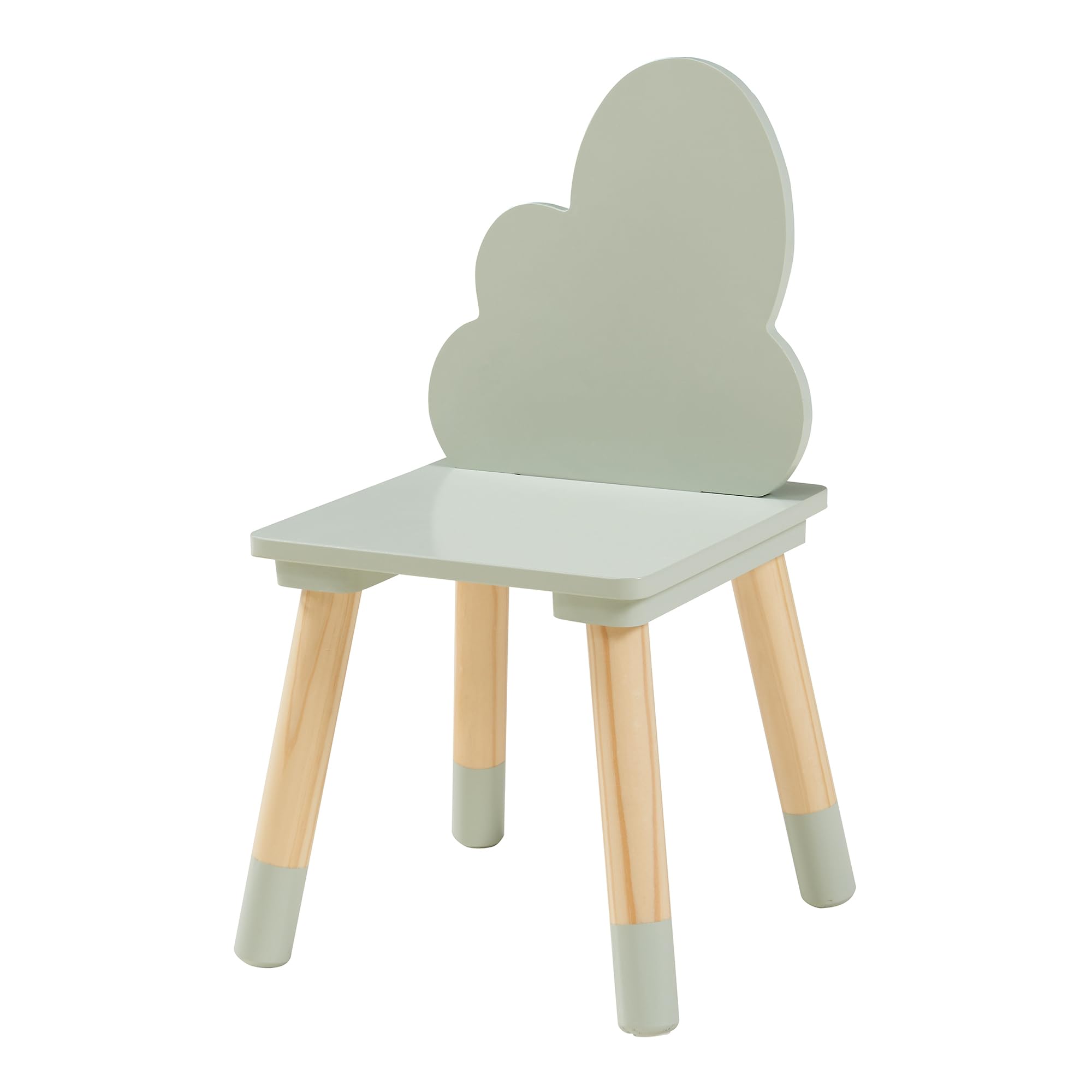 [en.casa] Set di 3 Mobili per Cameretta Tavolino e 2 Sedie con Schienale Tavolo a Forma di Nuvola a Misura di Bimbi per Area Gioco Bambini - Verde Menta/Naturale