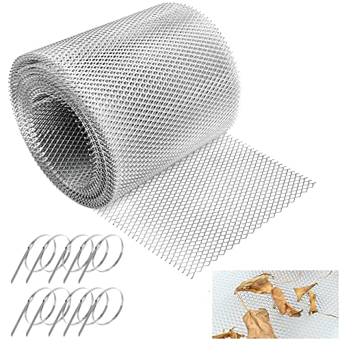 Gutter Guards Aluminum Downpipe Leaf Guard 16 cm × 12.2 m Cut to Size Gutter Mesh Leaf Strainer Easy Installation Grid Cover for Moss Muck