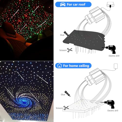 Image of AMKI Dual Color 18W Twinkle&Meteor Starlight with Pure White Meteor Shooting Star，2 in 1 Fiber Light Starlight Box RGBW Sound Activated Mode for Twinkle Star Ceiling Decoration