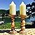 WHW Whole House Worlds Rustic Stockbridge Candle Holders, Set of 2, Rounded Turned Columns, Sustainable Wood, Distressed with Vintage Style White Wash, 9 H x 4 D Inches