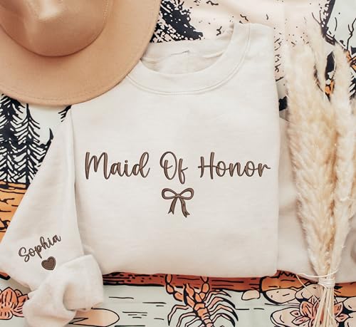 Custom Maid of Honor Sweatshirt,Matron of Honor Crewneck,Bridesmaid Hoodie,Bridal Party Sweater,Wedding Gifts3