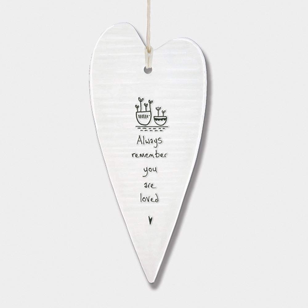 East of India Always Remember� Long Porcelain Heart