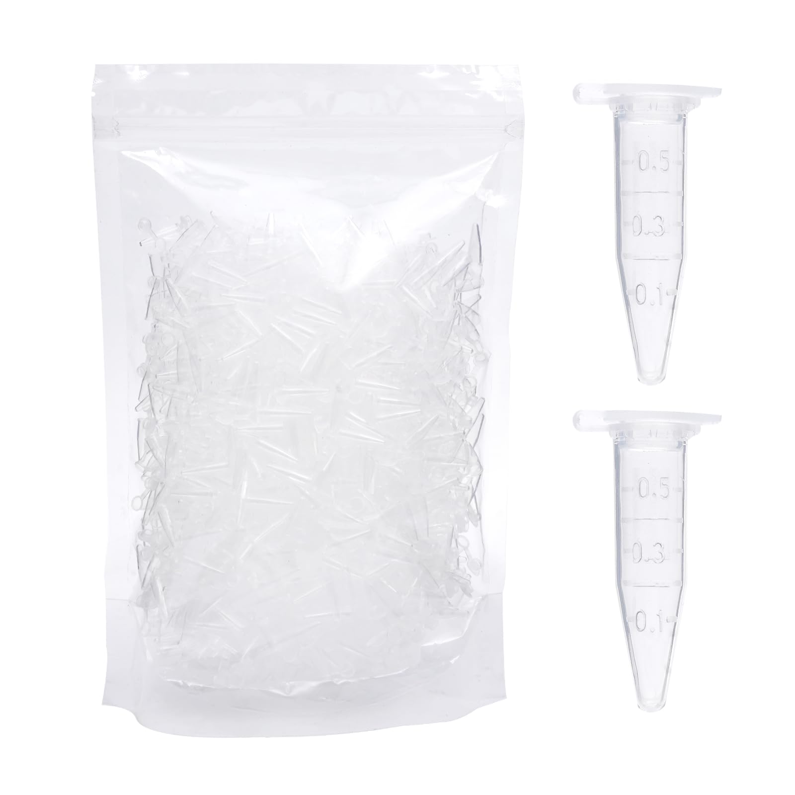 Tubos de microcentrífuga de 0,5 ml, 4000 unidades, tubos de centrífuga con tapa adjunta, tubos de plástico a presión de laboratorio, graduación transparente (paquetes de 10 bolsas)