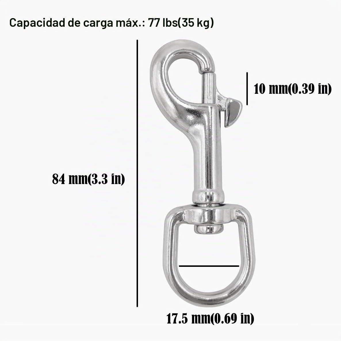 POFET ganchos giratorios 3#-316, clips de acero inoxidable marino, para buceo, llaveros, correas de perro, correas de cámara y tendederos