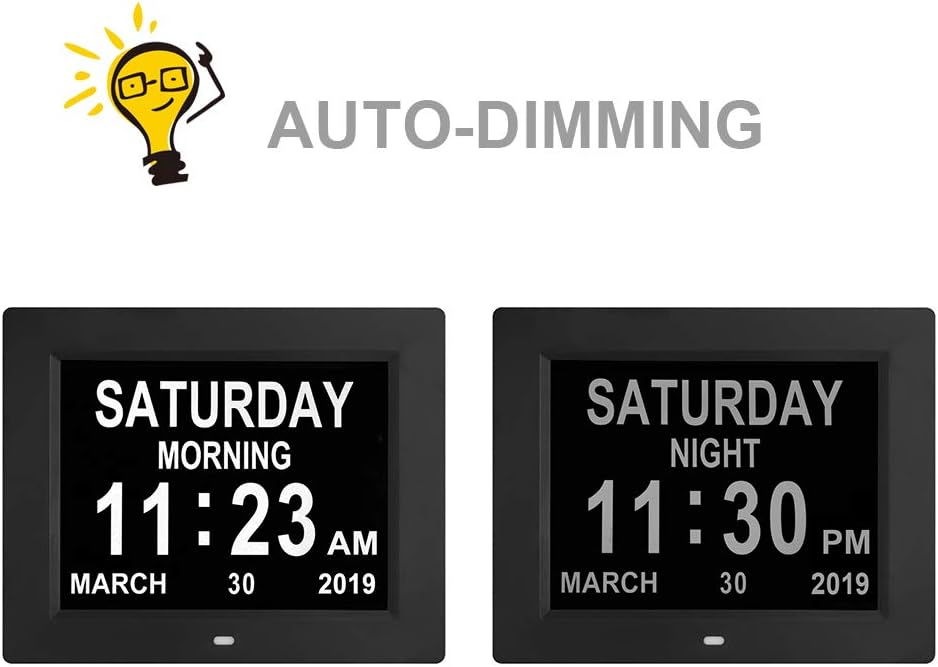Flаѕh Dеаlѕ - 50% оƒƒ [Newest Version] Digital Day Date of Week Clock with 8 Alarm Options, Extra Large Non-Abbreviated Day&Month for Seniors, Elderly, Memory Loss, Alzheimer (8-inch)