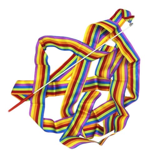 VIOLDHHJK Cinta de Danza de 4 m, Cinta rítmica for Gimnasia artística, Ballet, Vara giratoria, Cintas de Colores for Gimnasia y Fitness.(Rainbow Color)