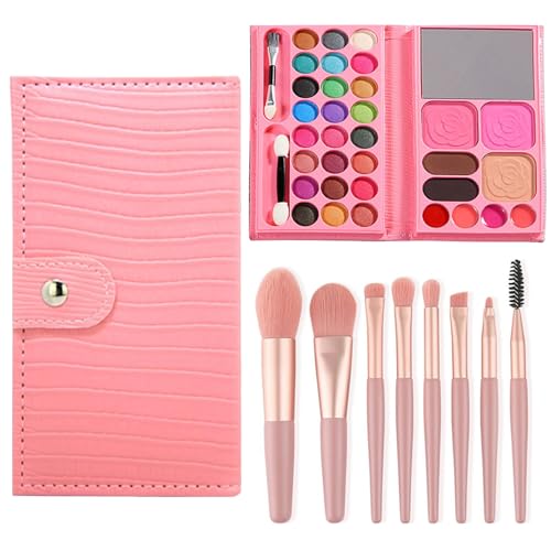 Ensembles de Maquillage 33 Couleurs pour Filles, Jouets de Maquillage pour Enfants lavables Non Toxiques avec 8 pinceaux, cosmétiques pour Halloween, fête d&rsquo;anniversaire de la scène de Noël