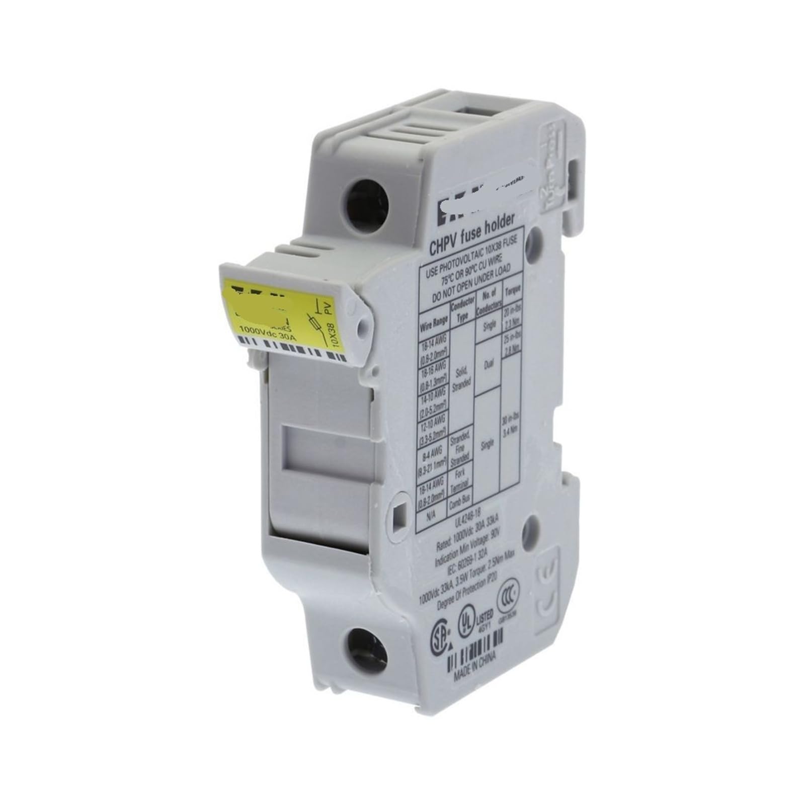KXIWLUFV Fuse LP-CC-12 600Vac 12A 10x38mm Base(Base CHPV 1P)