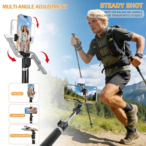 Image of Pro Selfie Stick Tripod 170cm with Wireless Bluetooth Remote Intensity Fill Light Multi-Angle, Portable Tripod Stand for Hands-Free Videos, Selfies & Steady Shots