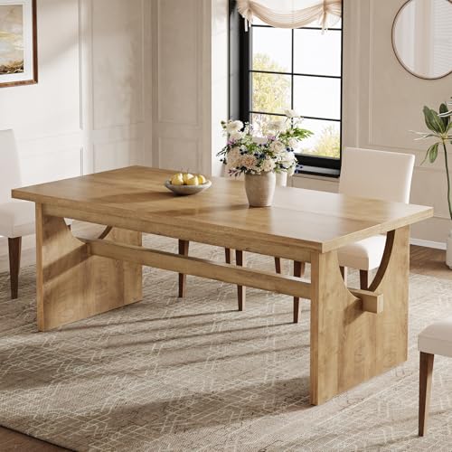 Tribesigns Farmhouse Dining Table for 4-6 People 160CM Large Rectangular Kitchen Dining Room Table with Heavy Duty Double Base for Kitchen Living Room Rustic Brown