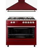 PACK SOLTHERMIC COCINA F9L50G2 ROJA PANORAMICA Y CAMPANA DE 90 8924 (5 FUEGOS Y HORNO PANORAMICO/GAS BUTANO Y GAS CIUDAD/ENTREGA A DOMICILIO Y RETIRADA DEL USADO GRATIS/ALTA GAMA