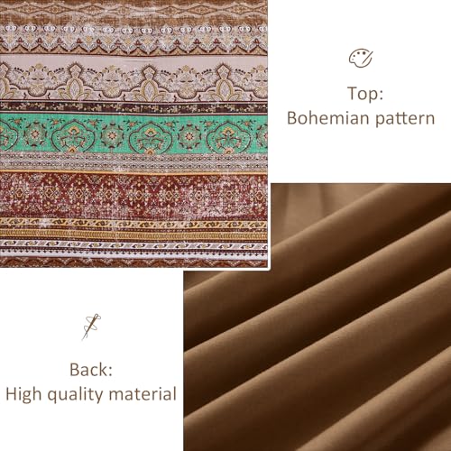 Image of Cottolester Boho Comforter Set Full Size 8 Pieces, Brown Bohemian Striped Bed in a Bag, Paisley Soft Microfiber Bedding Comforter Set