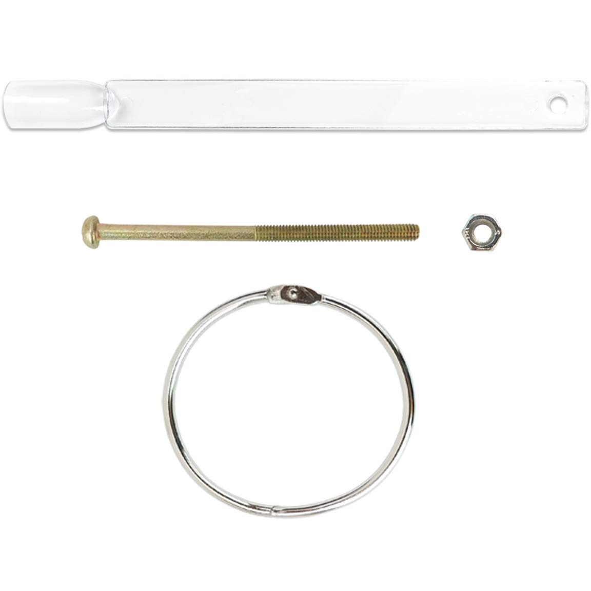 Beauticom® 150 Clear Acrylic False Tip Sticks with Metal Ring Holders Fan-Shaped Nail Art Display Chart Practice Tips Tool - 150 Tips