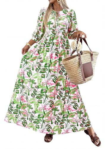 Image of KIRUNDO Maxi Dresses for Women 2026 3 /4 Sleeve Summer Dress