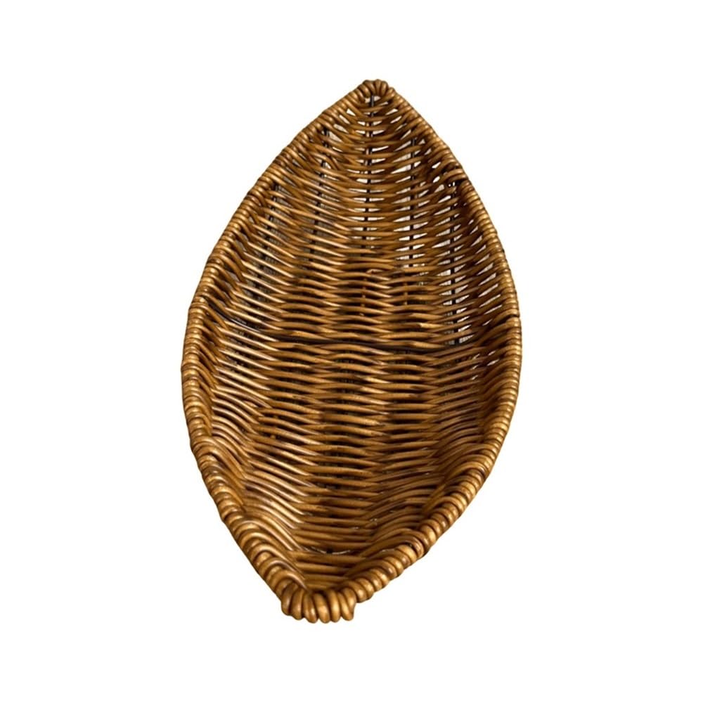 Fzl02068lm One Color Fruit Bowl Leaf Shape Bread Display Fruit Dish Baskets Rattan Weaving Basket Versatile(Large)