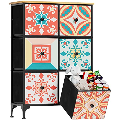 YILQQPER Dresser for Bedroom 6 Drawer Dressers & Chests of Drawers Tall Dresser Organizer Fabric...