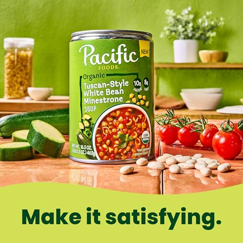 Image of Pacific Foods Organic Tuscan-Style White Bean Minestrone Soup, 16.3 oz Can (Pack of 4)