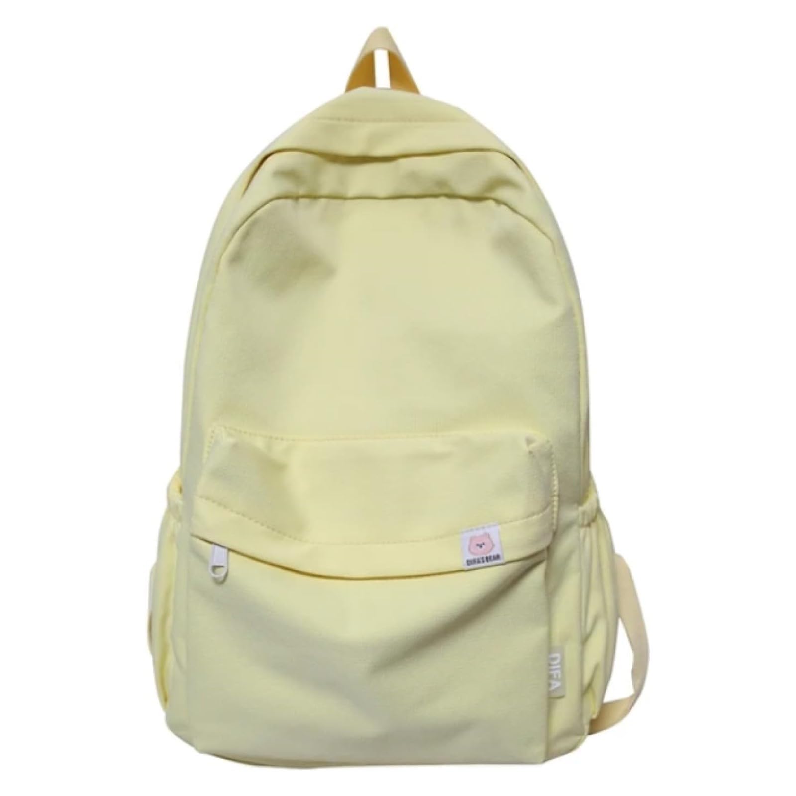 Generic Cute Aesthetic Backpack for Women Large Capacity Nylon Lightweight Solid Color Bookbag Casual Daypack College Travel-Yellow02